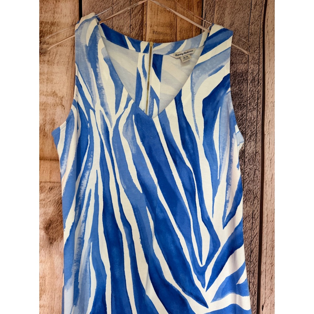 Tommy Bahama Zebra Print Dress Blue White Resort Vacation Coastal Summer Medium - Picture 3 of 9